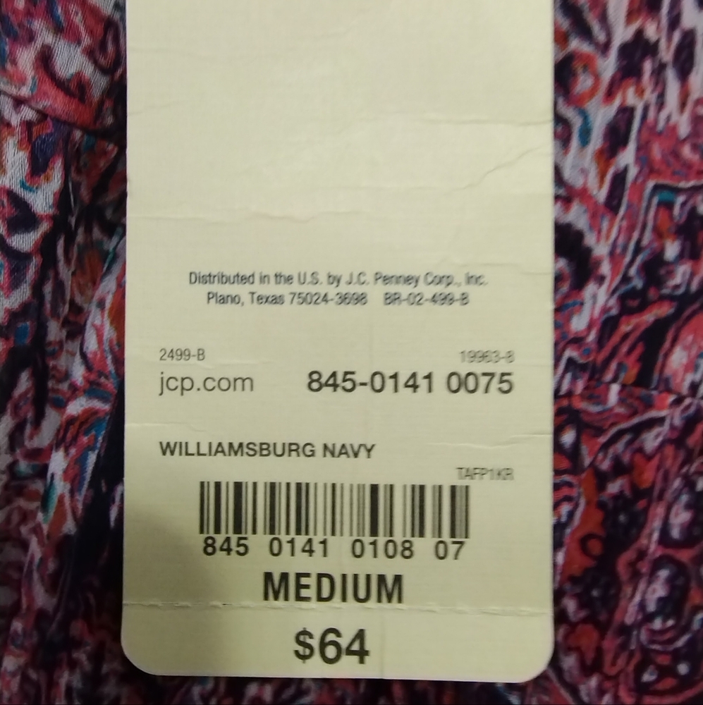 NWT St Johns Bay Prairie Maxi Dress Women's M Burgundy Boho Retro Grunge Beach - Picture 8 of 10
